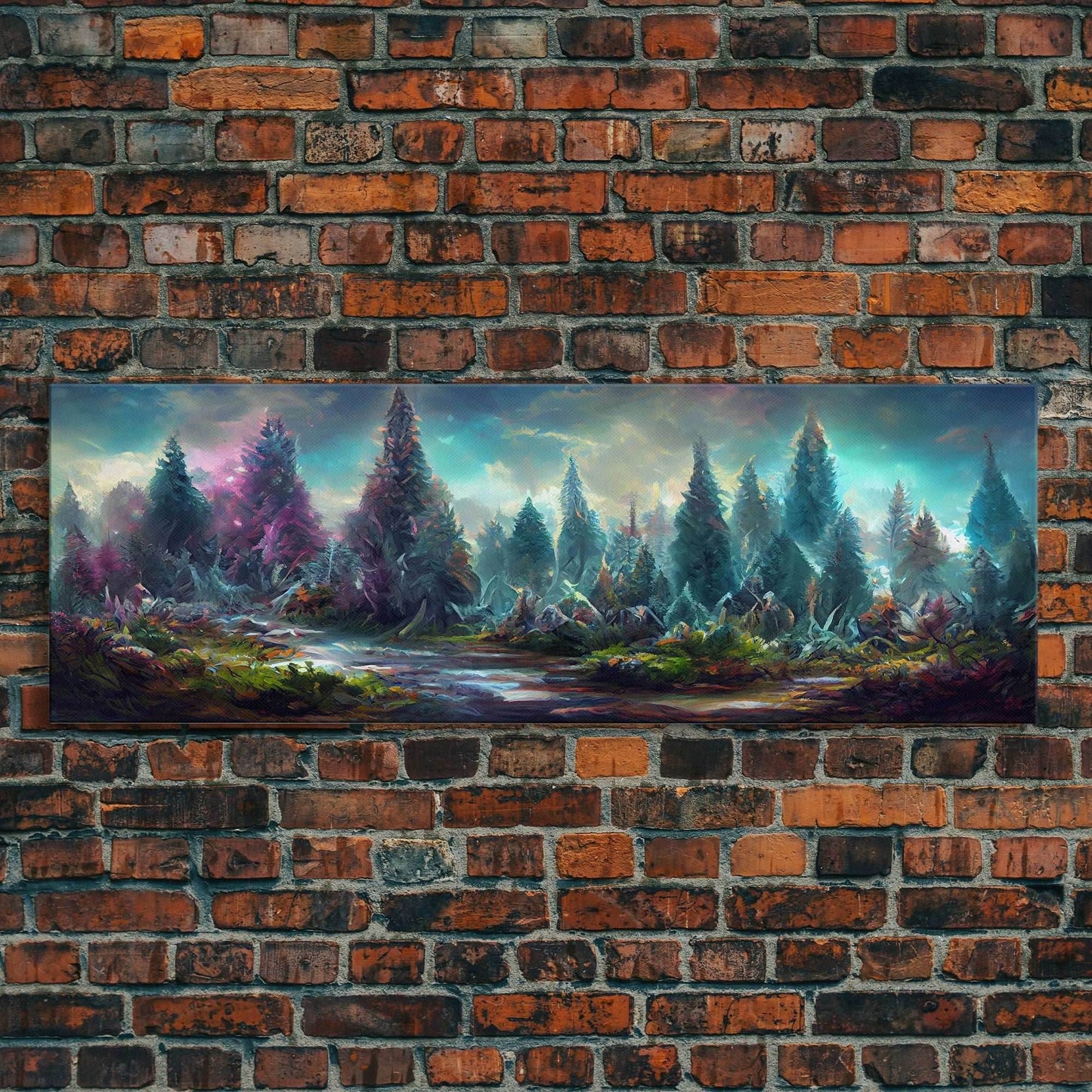 High Fantasy Forest Wall Art, Ready To Hang Canvas Print, Panoramic Art, Fantasy RPG Concept Art - 10x30 Inches / Gallery Wrap Canvas - Ready To Hang