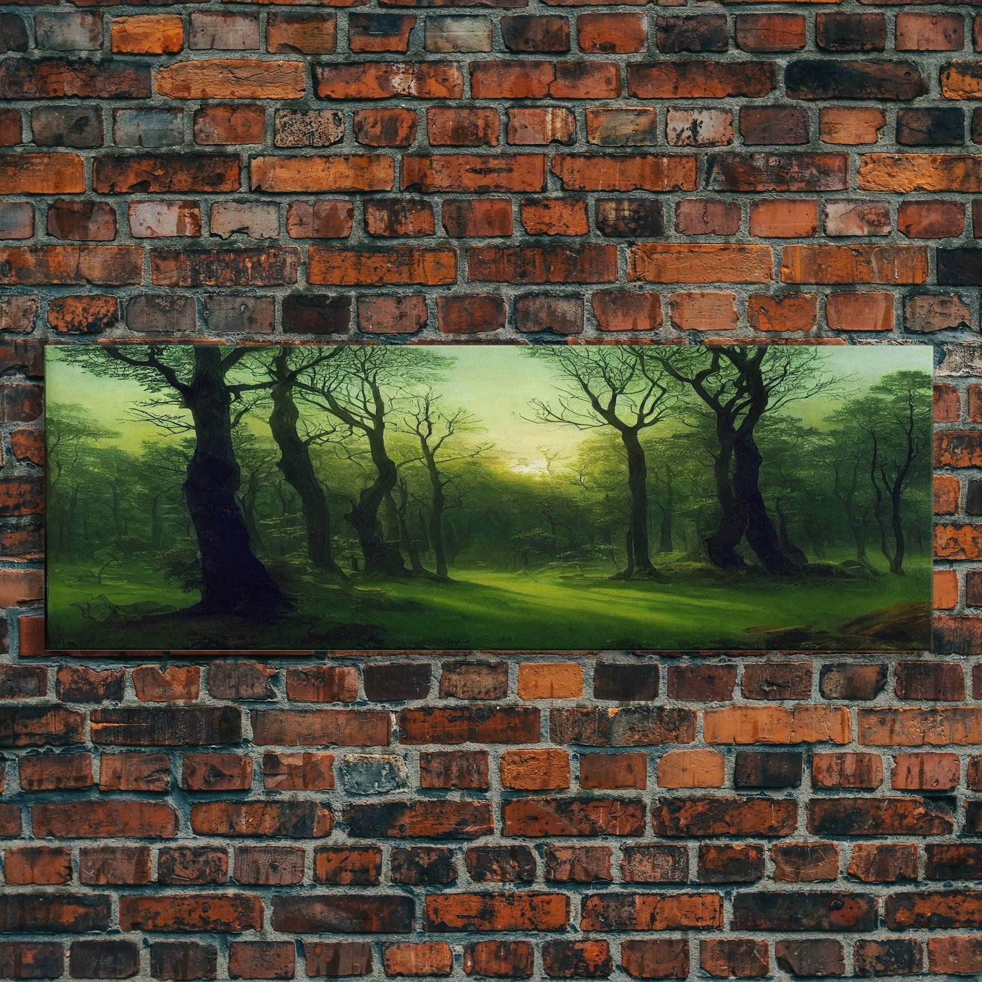 Unique Fantasy Forest Art, Extra Large Wall Art, Framed Panoramic Canvas Print, Framed Wall Art - 10x30 Inches / Gallery Wrap Canvas - Ready To Hang