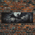 The Dragon, Framed Canvas Print, Panoramic Fantasy Painting, Fantasy Decor, Dragon Art, Dragon Painting, Dragon art print - 10x30 Inches / Gallery Wrap Canvas - Ready To Hang