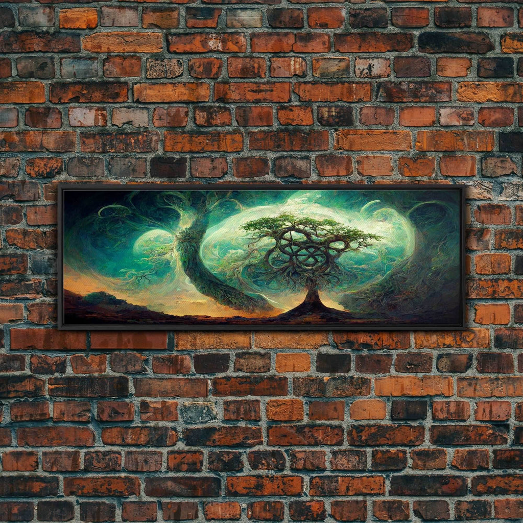 Tree Of Life, Abstract Trees Roots Nature Green Fine Art Print, Wall Art Print, Wall Décor, Wall Poster, Fantasy Art - 10x30 Inches / Black Frame