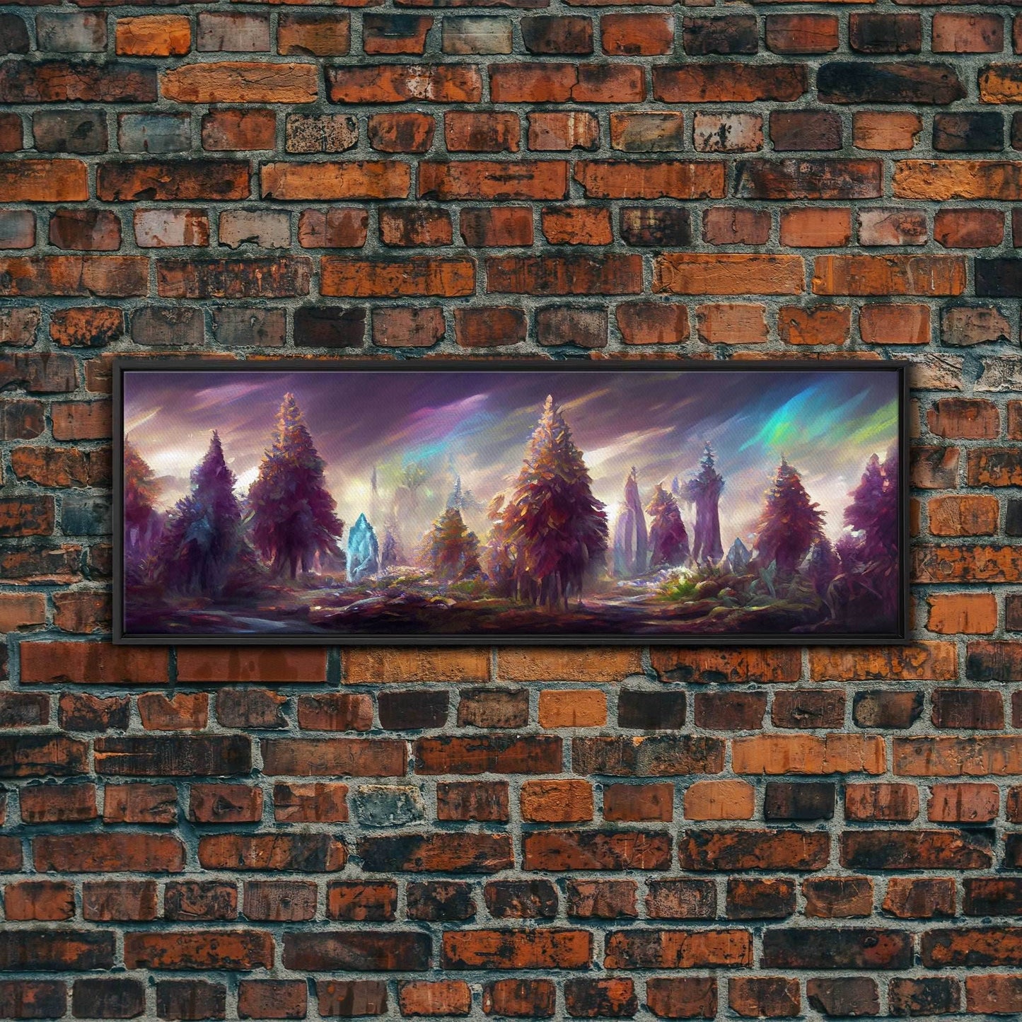 RPG Art, High Fantasy Forest Wall Art, Ready To Hang Canvas Print, Panoramic Art, Fantasy RPG Concept Art - 10x30 Inches / Black Frame