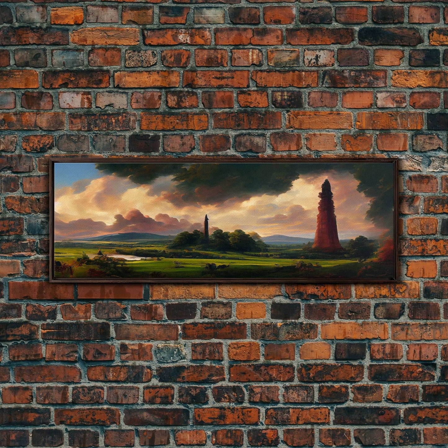 The Dark Tower, Ready To Hang Canvas Print, Panoramic Art, High Fantasy Concept Art - 10x30 Inches / Walnut Frame