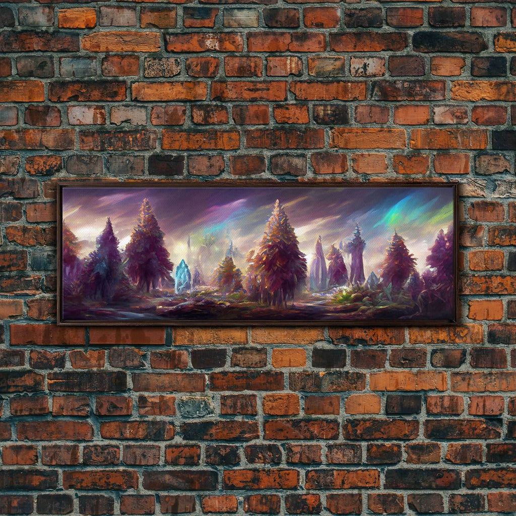 RPG Art, High Fantasy Forest Wall Art, Ready To Hang Canvas Print, Panoramic Art, Fantasy RPG Concept Art - 10x30 Inches / Walnut Frame