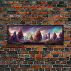 RPG Art, High Fantasy Forest Wall Art, Ready To Hang Canvas Print, Panoramic Art, Fantasy RPG Concept Art - 10x30 Inches / Walnut Frame