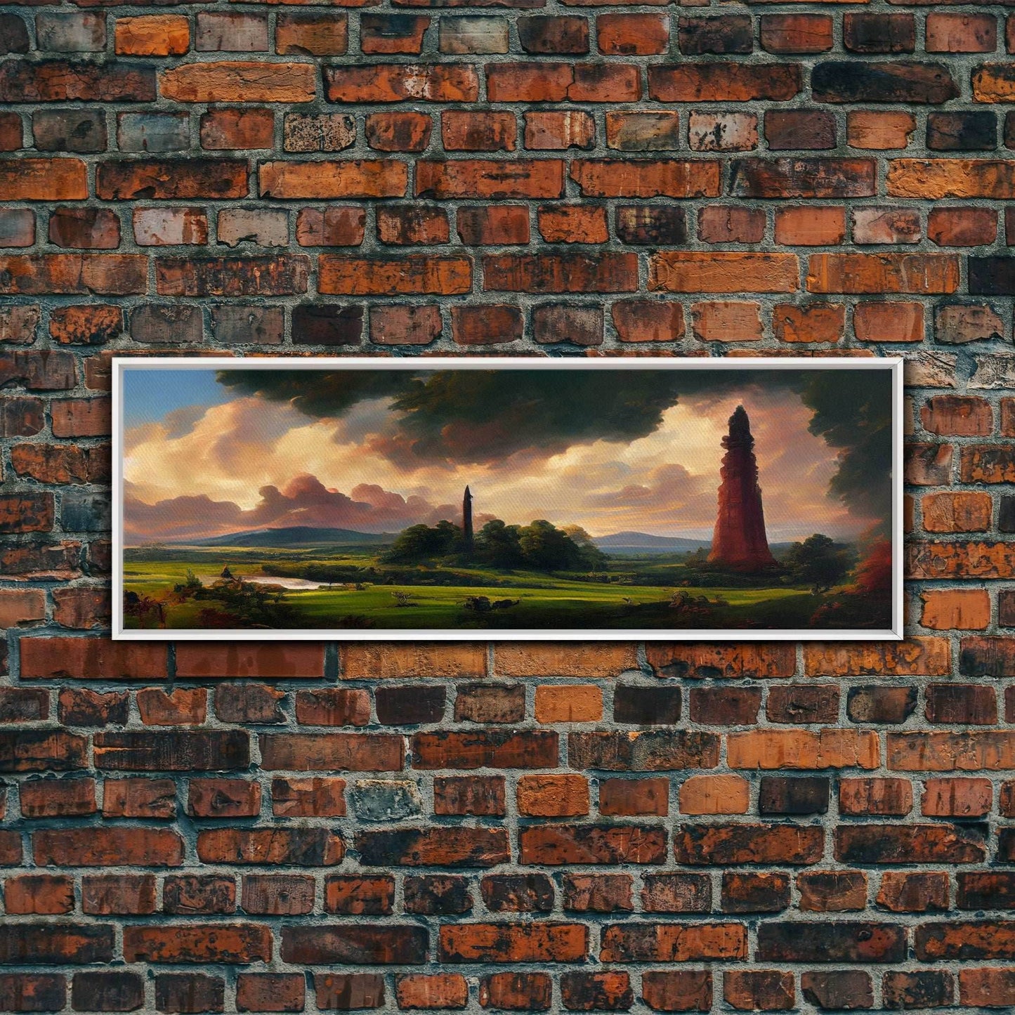 The Dark Tower, Ready To Hang Canvas Print, Panoramic Art, High Fantasy Concept Art - 10x30 Inches / White Frame