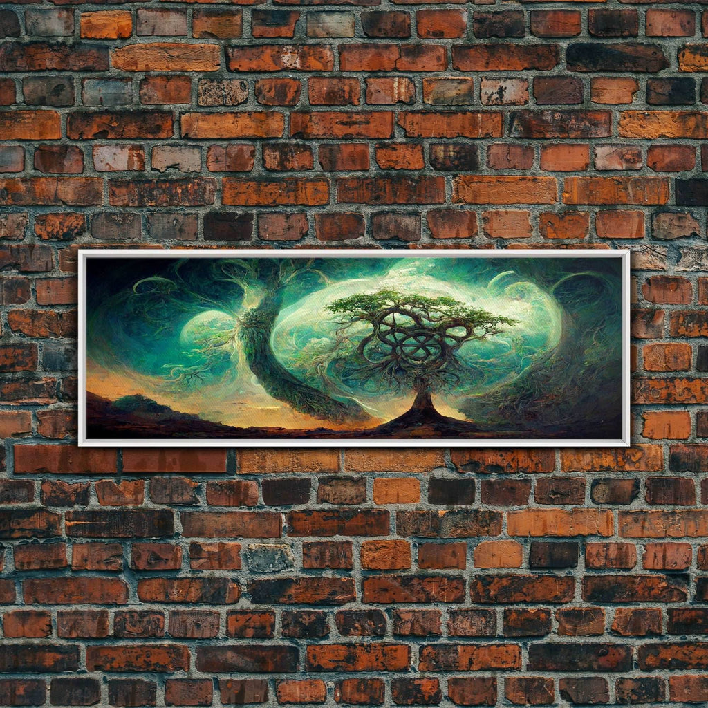 Tree Of Life, Abstract Trees Roots Nature Green Fine Art Print, Wall Art Print, Wall Décor, Wall Poster, Fantasy Art - 10x30 Inches / White Frame