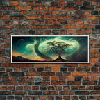 Tree Of Life, Abstract Trees Roots Nature Green Fine Art Print, Wall Art Print, Wall Décor, Wall Poster, Fantasy Art - 10x30 Inches / White Frame