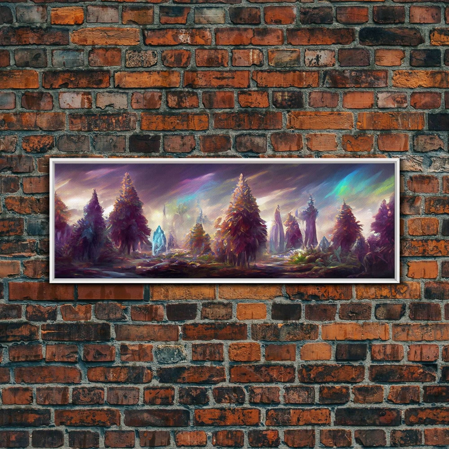 RPG Art, High Fantasy Forest Wall Art, Ready To Hang Canvas Print, Panoramic Art, Fantasy RPG Concept Art - 10x30 Inches / White Frame