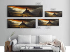 Panoramic Dark Fantasy Wall Art, Framed Canvas, Wood Frame Art, The Dark Castle Oil Painting Fantasy Decor, DND Art - 10x30 Inches / Gallery Wrap Canvas - Ready To Hang