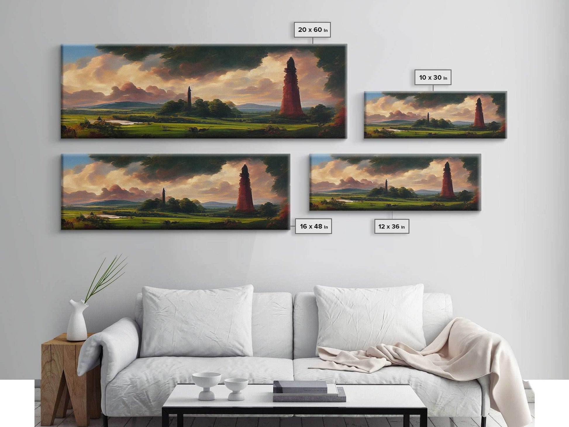 The Dark Tower, Ready To Hang Canvas Print, Panoramic Art, High Fantasy Concept Art - 10x30 Inches / Gallery Wrap Canvas - Ready To Hang