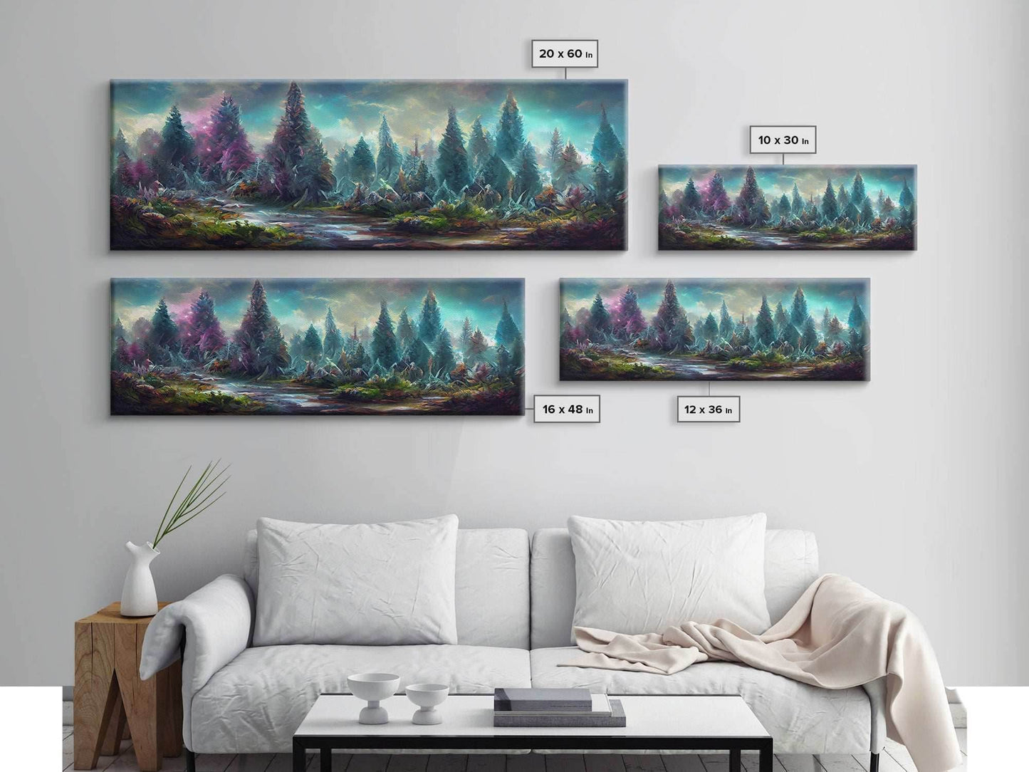 High Fantasy Forest Wall Art, Ready To Hang Canvas Print, Panoramic Art, Fantasy RPG Concept Art - 10x30 Inches / Gallery Wrap Canvas - Ready To Hang