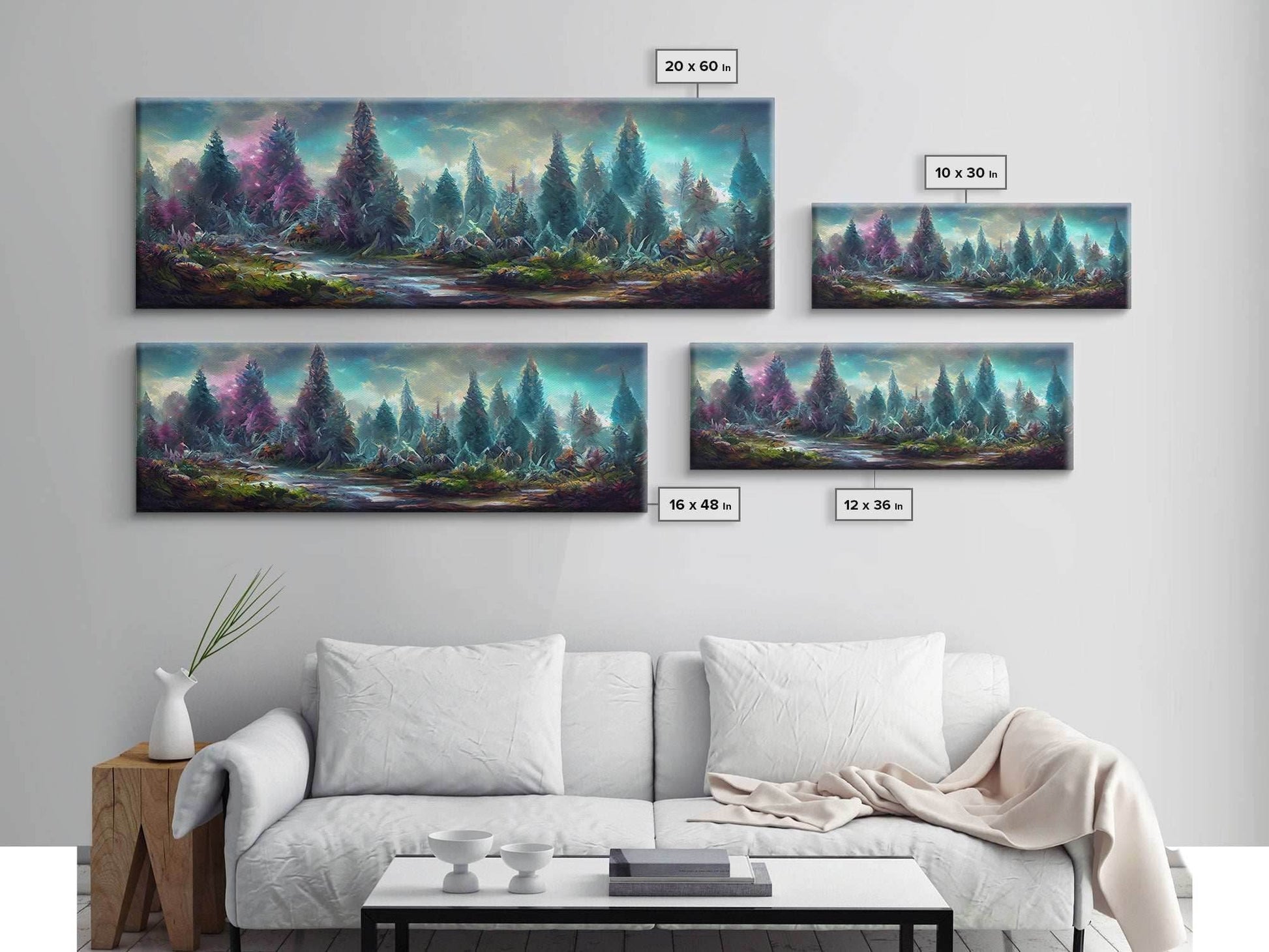 High Fantasy Forest Wall Art, Ready To Hang Canvas Print, Panoramic Art, Fantasy RPG Concept Art - 10x30 Inches / Gallery Wrap Canvas - Ready To Hang
