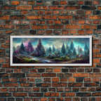 High Fantasy Forest Wall Art, Ready To Hang Canvas Print, Panoramic Art, Fantasy RPG Concept Art - 10x30 Inches / Gold Frame