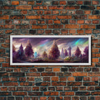 RPG Art, High Fantasy Forest Wall Art, Ready To Hang Canvas Print, Panoramic Art, Fantasy RPG Concept Art - 10x30 Inches / Gold Frame