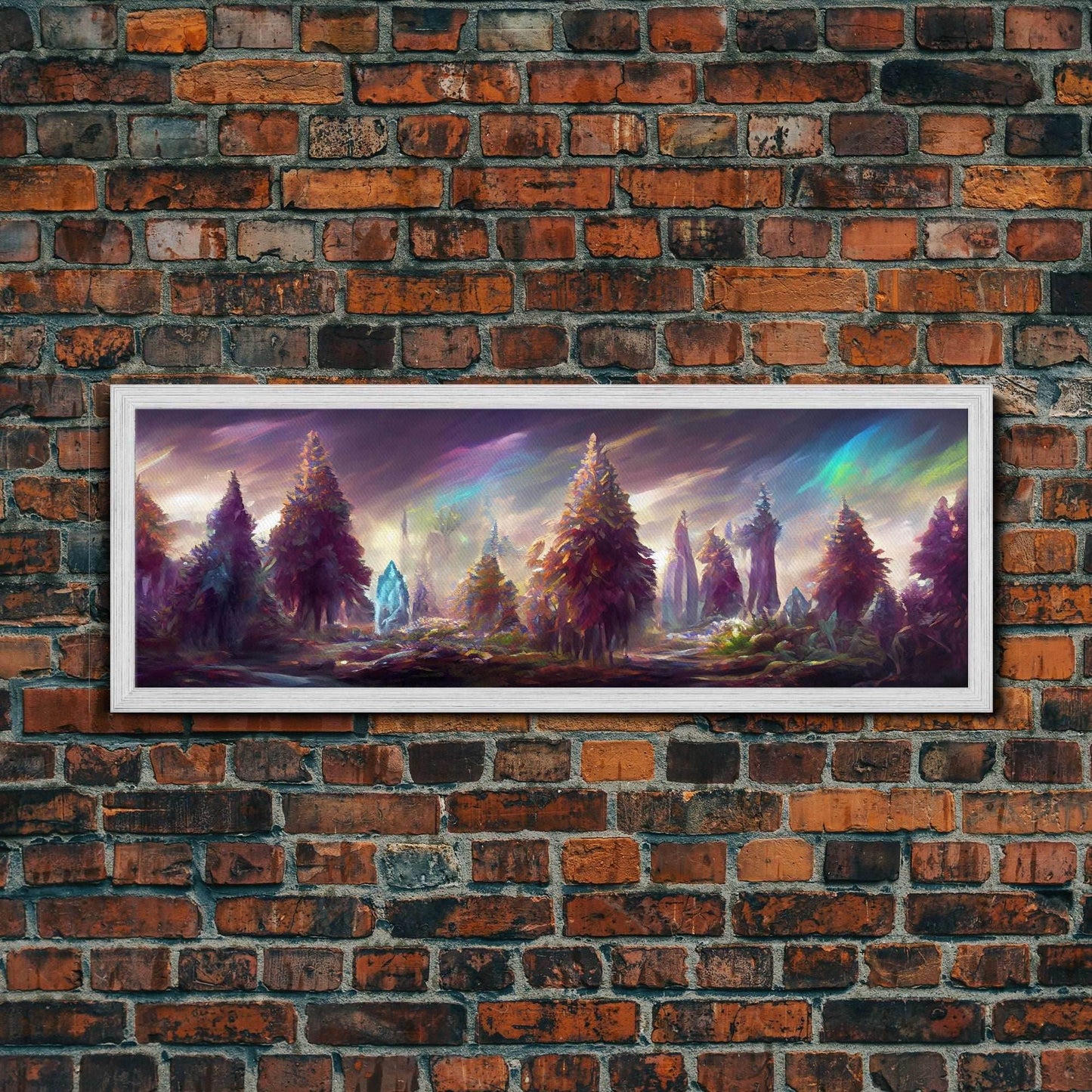 RPG Art, High Fantasy Forest Wall Art, Ready To Hang Canvas Print, Panoramic Art, Fantasy RPG Concept Art - 10x30 Inches / Gold Frame