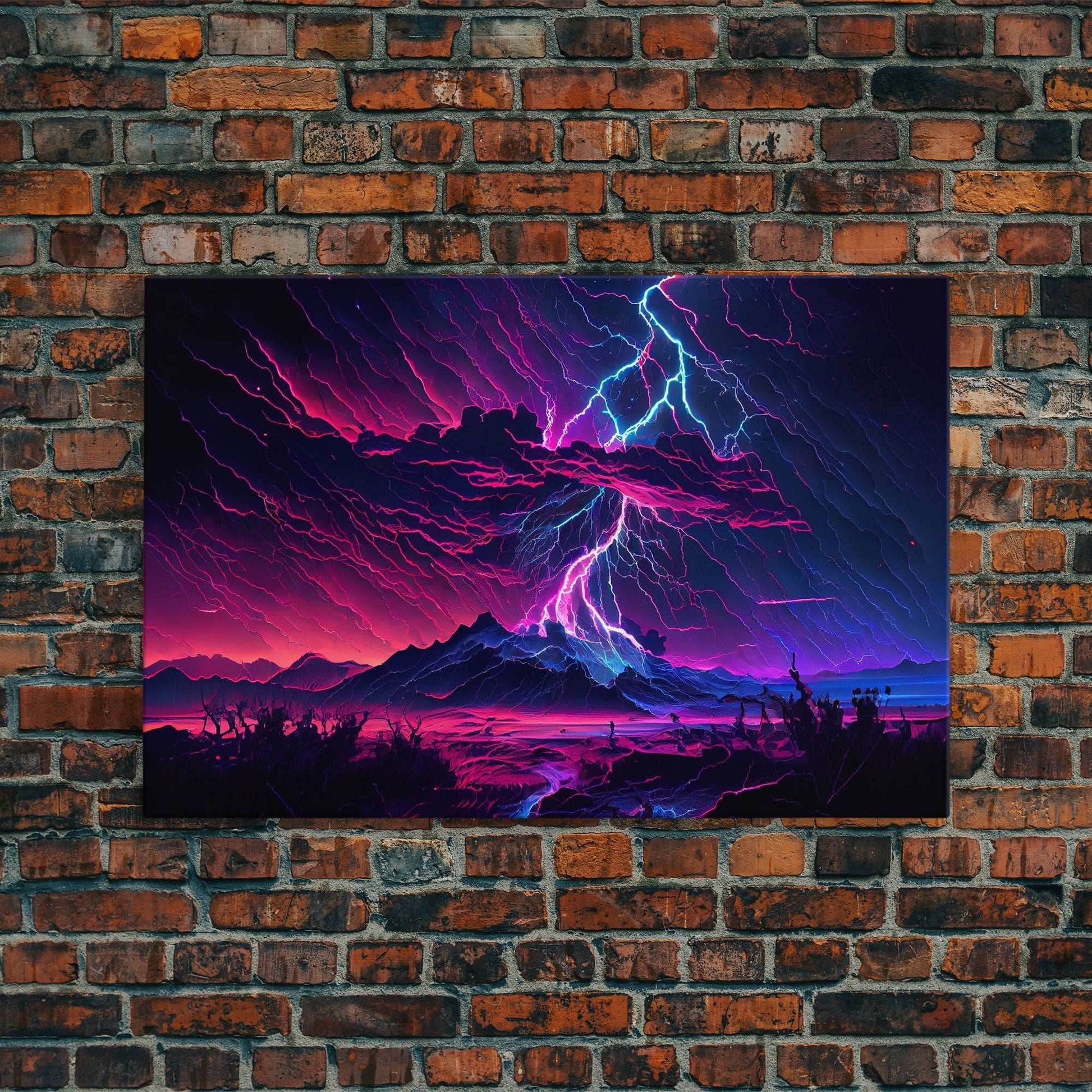 The Thunder Storm, framed canvas print, synthwave style fantasy art - 8x12 Inches / Gallery Wrap Canvas - Ready To Hang