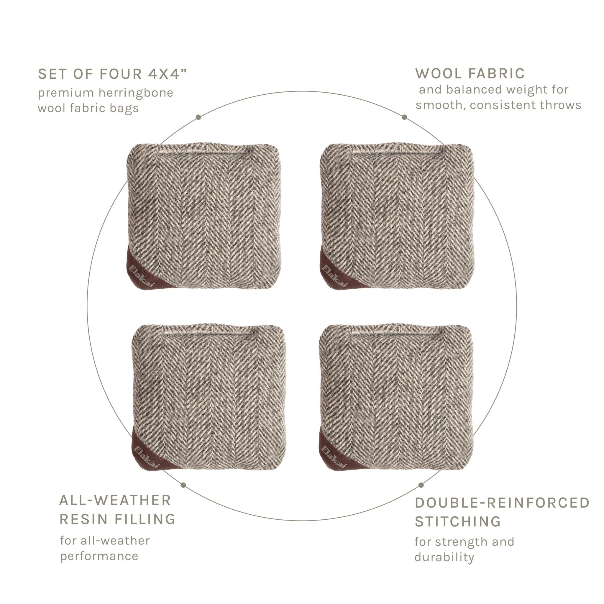 4-in Travel Herringbone Cornhole Bags | Premium All-Weather Collection