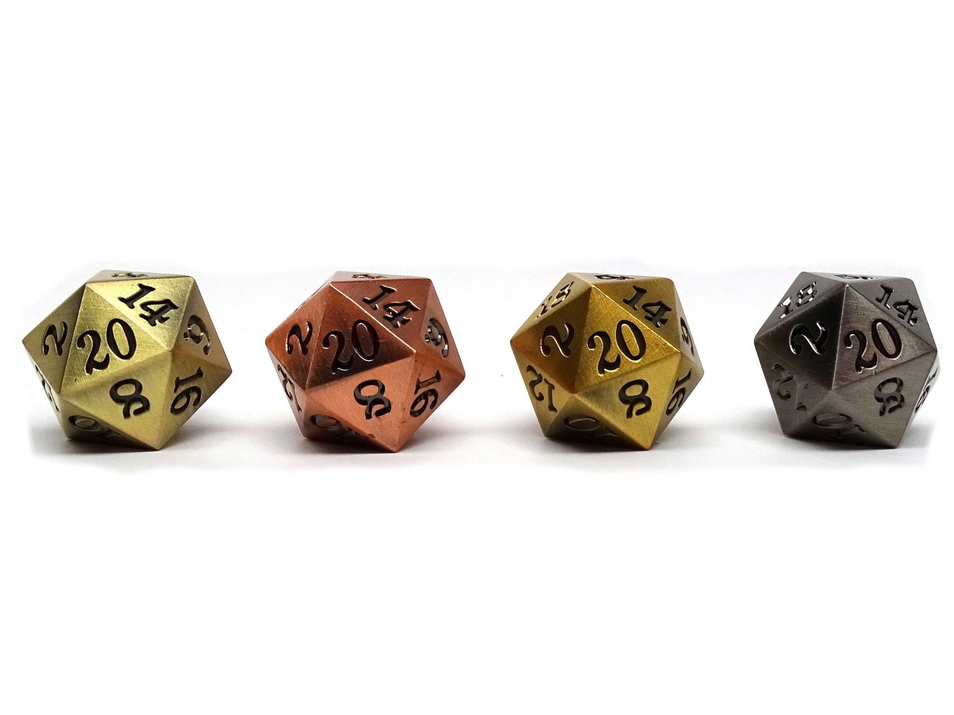 4 Pack Legendary Metal D20 Dice Set