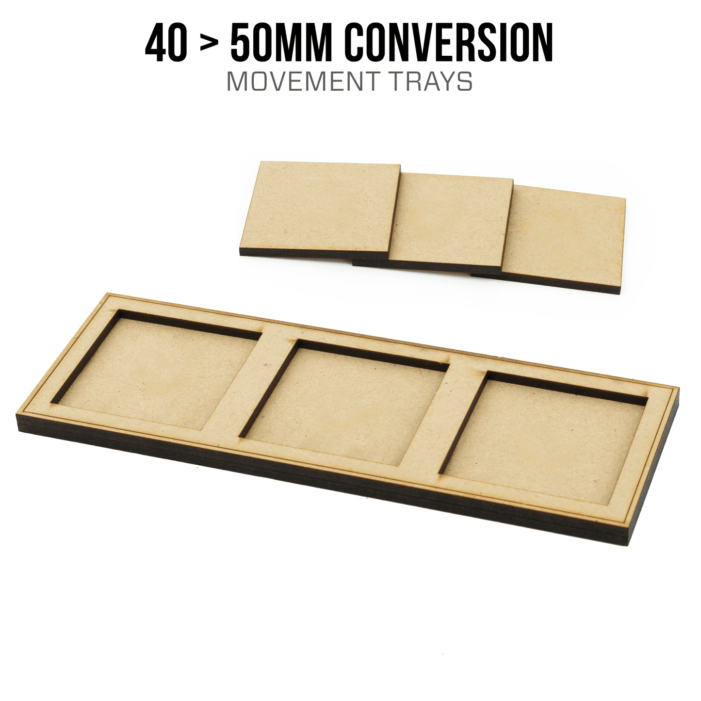 40mm > 50mm Adapter Trays - 1 / 2 / Blank