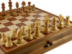 Chess Set - Walnut/Maple Chest and Single Weighted Chessmen - 