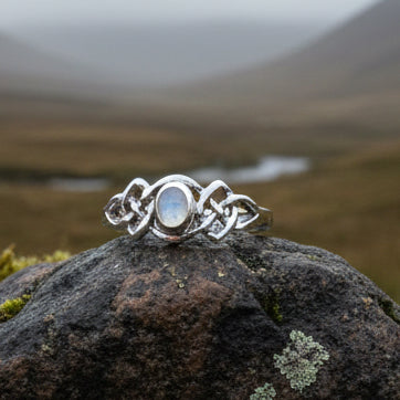 Celeste Celtic Knot Moonstone Ring