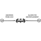 Officially Licensed Steel Black Batman Logo Industrial Barbell 38mm