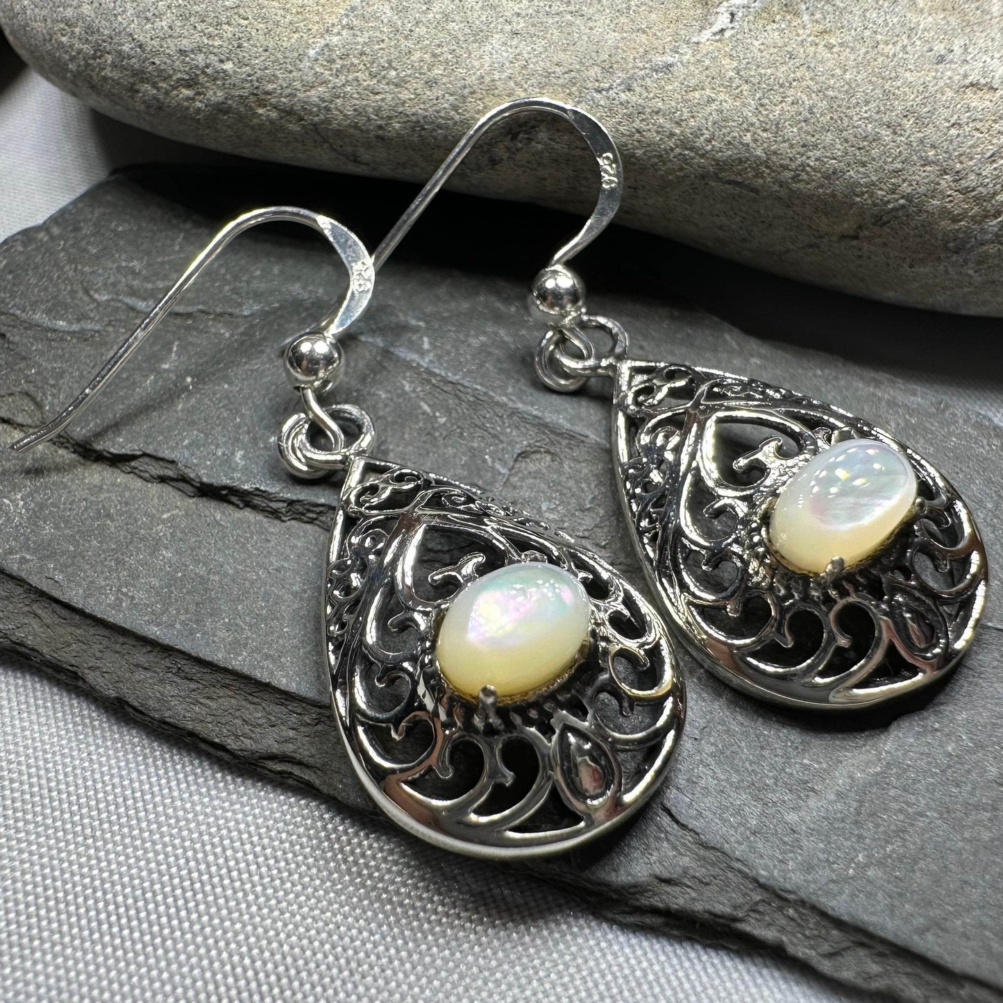 Alby Celtic Raindrop Earrings - abalone shell