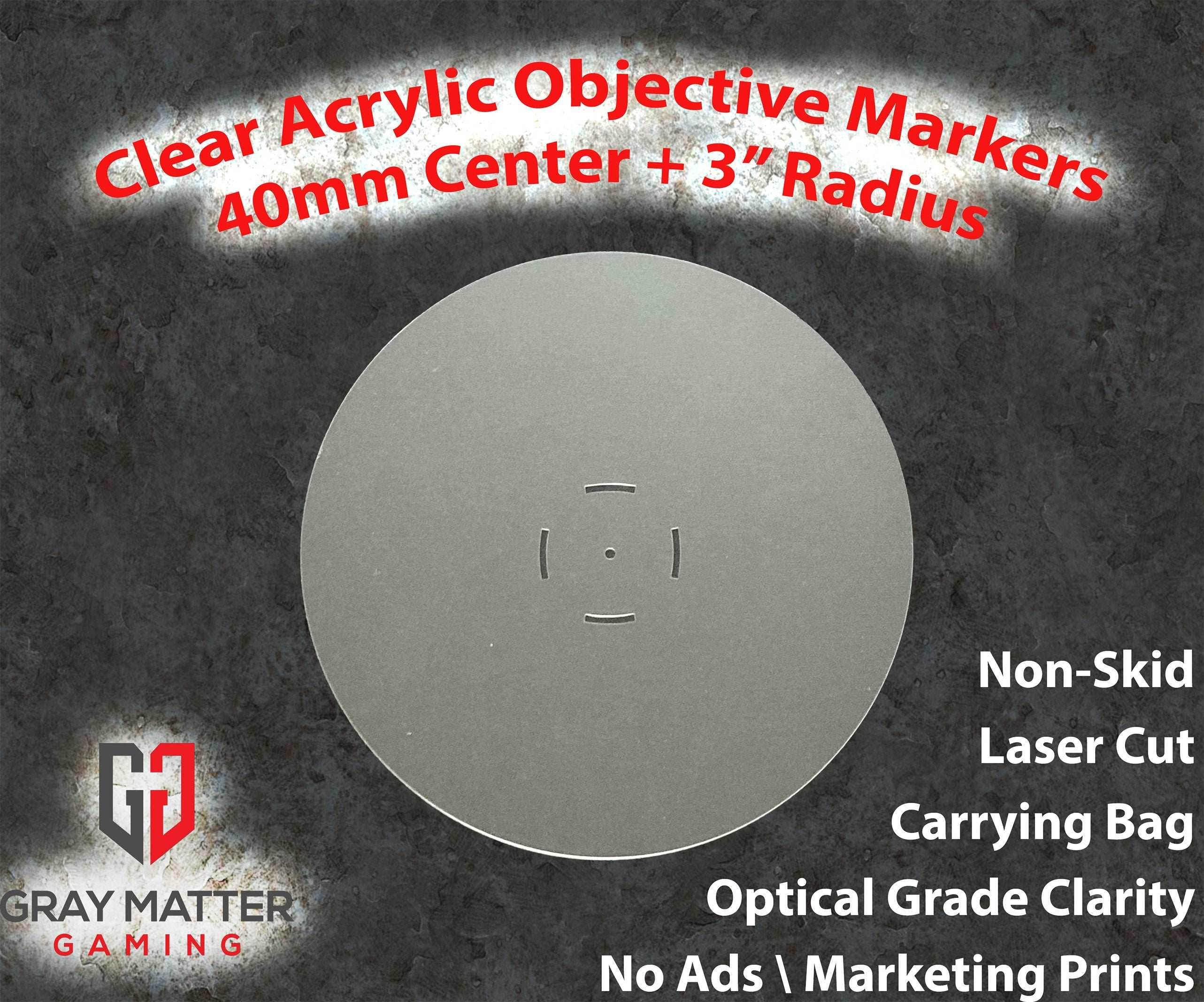 Warhammer 40K, 30k, and AoS 4.0 Acrylic Objective Markers - No Color / Set of 6