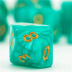 Seafoam Macaron 7-Dice Blend Set w/Gold Numbers - 