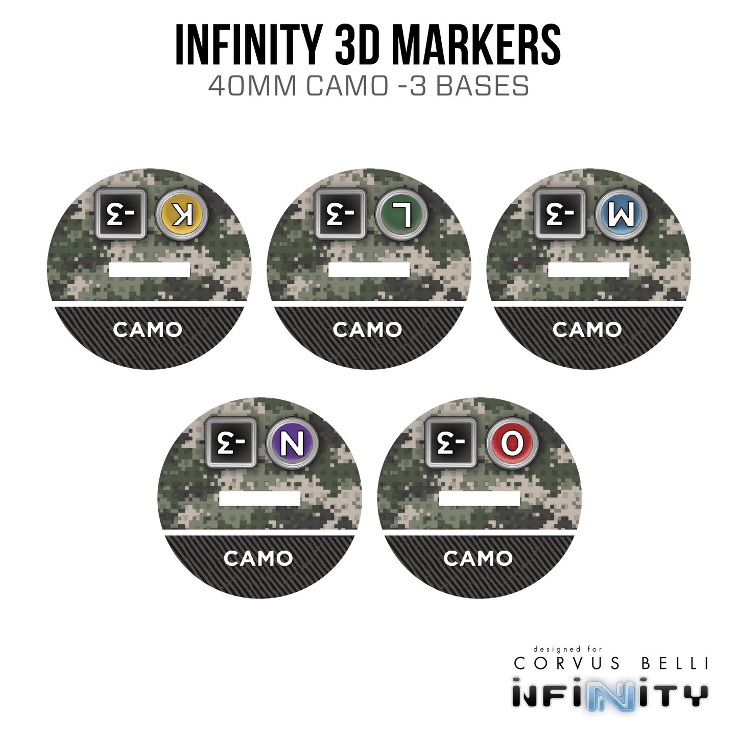 Infinity 3D Markers: Antipodes (3x 40mm Camo -3) - K,L,M