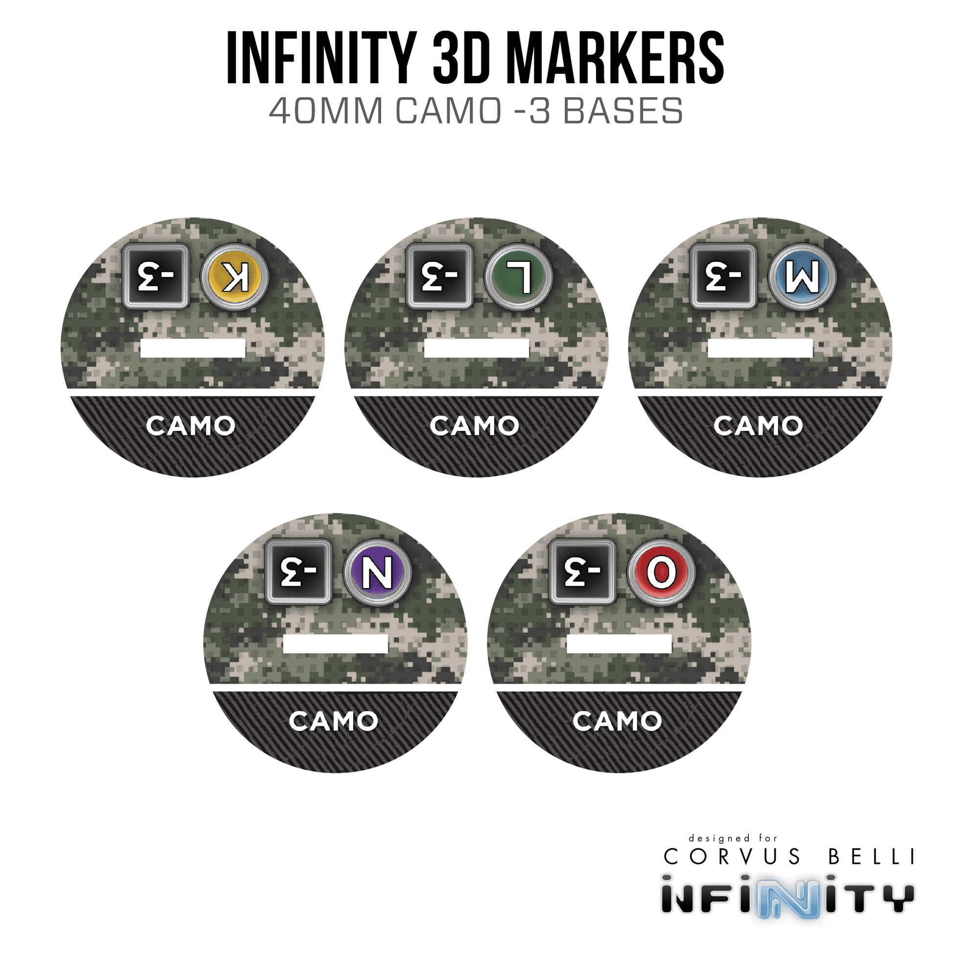 Infinity 3D Markers: Antipodes (3x 40mm Camo -3) - K,L,M