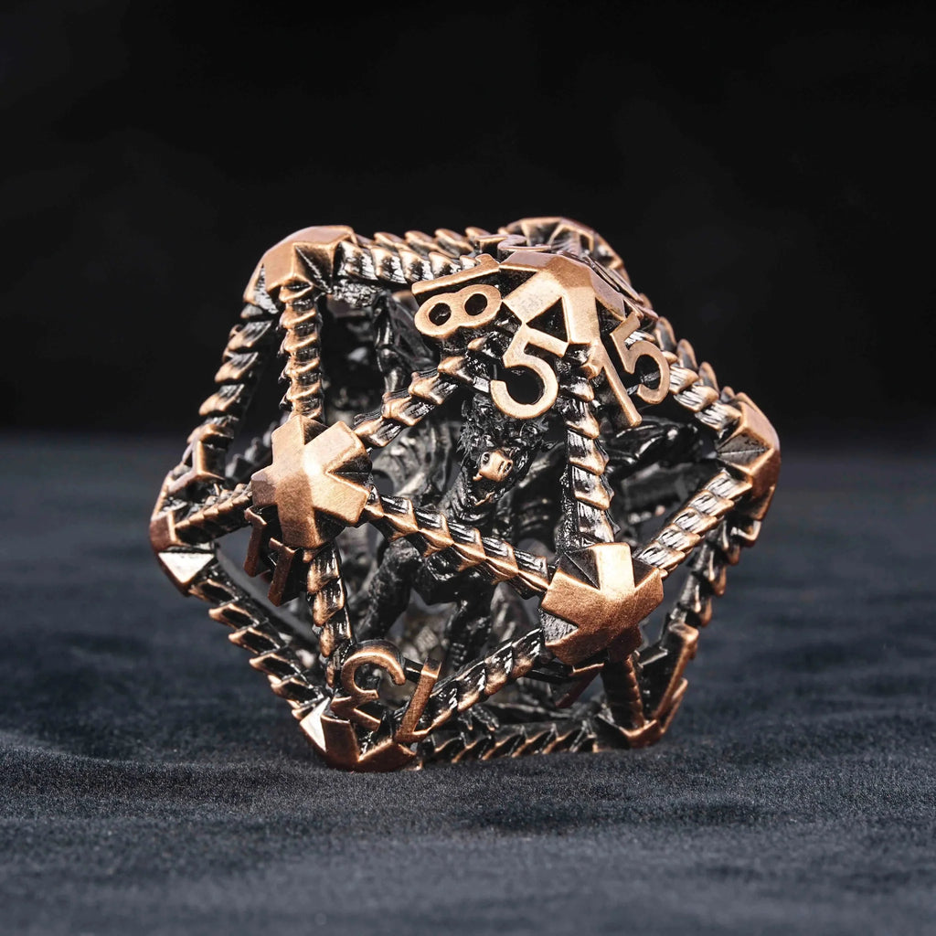3D Metal  Flying Dragon Hollow D20 Polyhedron Dice 40mm 20 Sided Dice