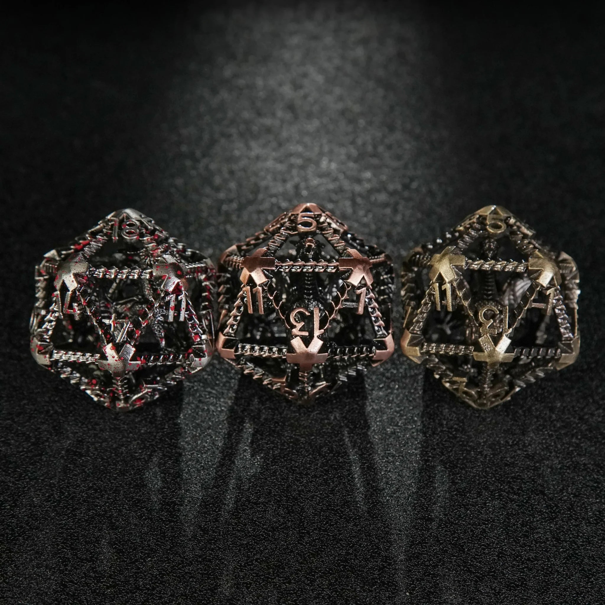 3D Metal  Flying Dragon Hollow D20 Polyhedron Dice 40mm 20 Sided Dice