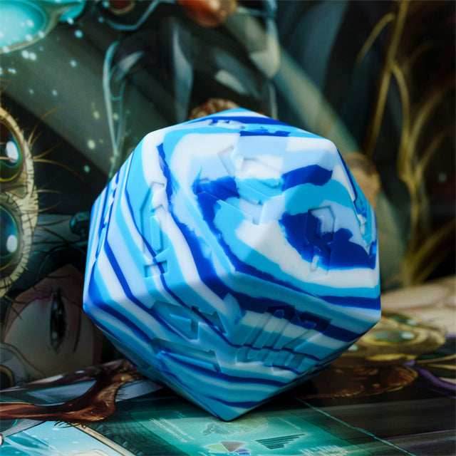 Large Arctic Blue Silicone d20 Dice 55mm | RPG Dice Novelty Piece - 