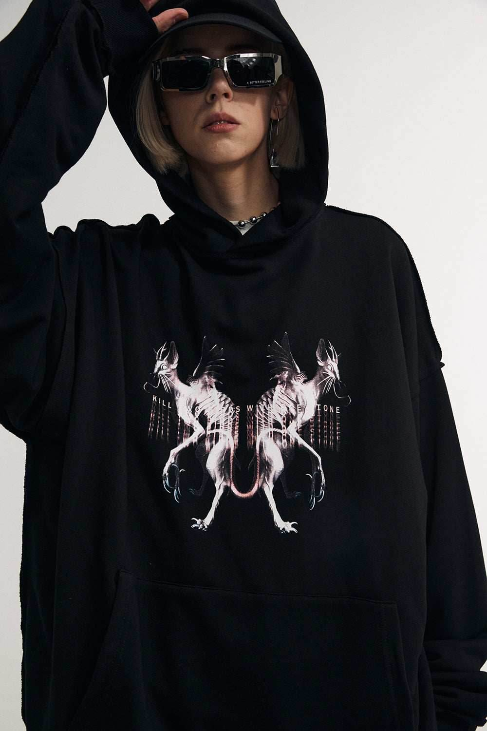 Flying Devil Cats Hoodie - Blue / S
