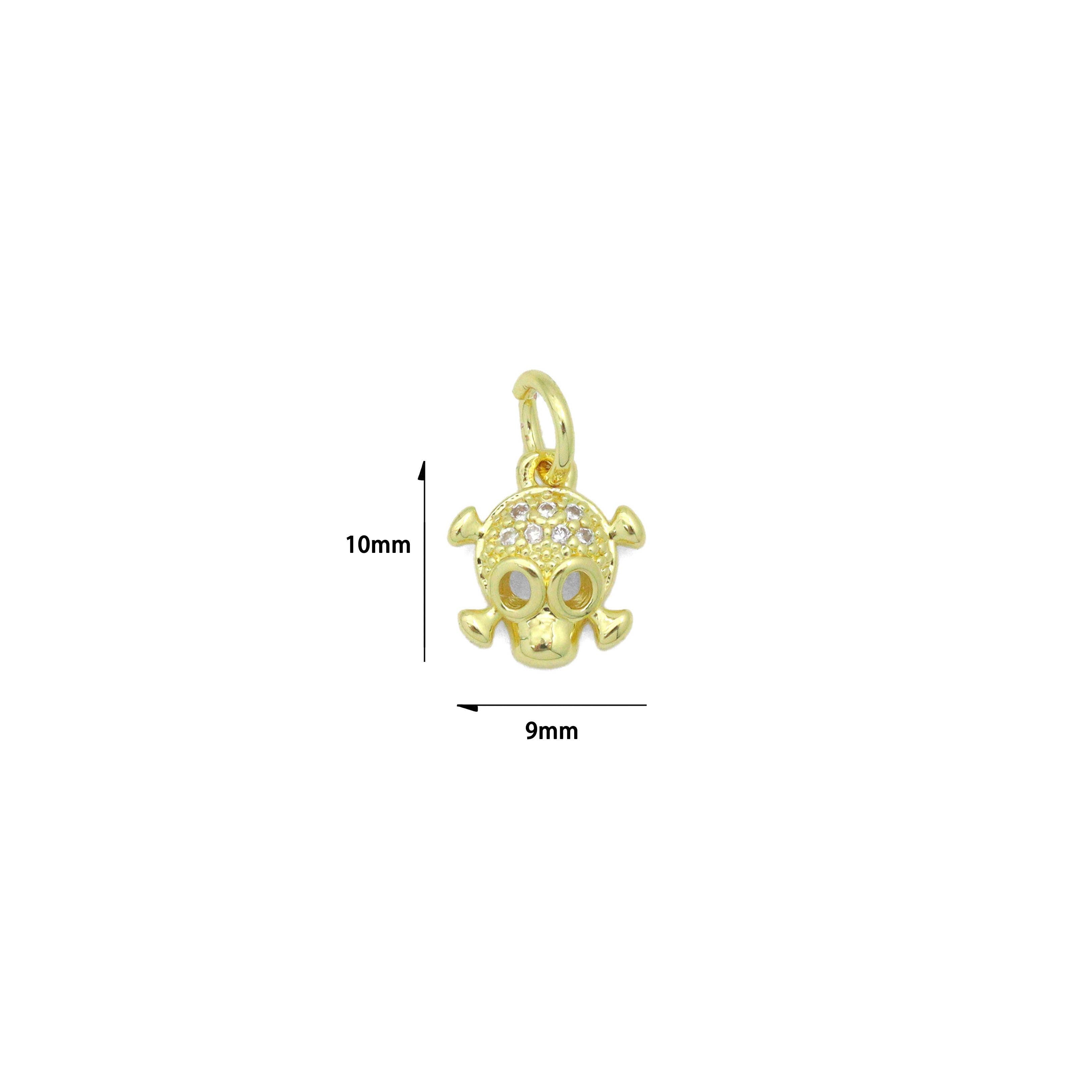 CZ Halloween Skull Charm, Sku#Y667