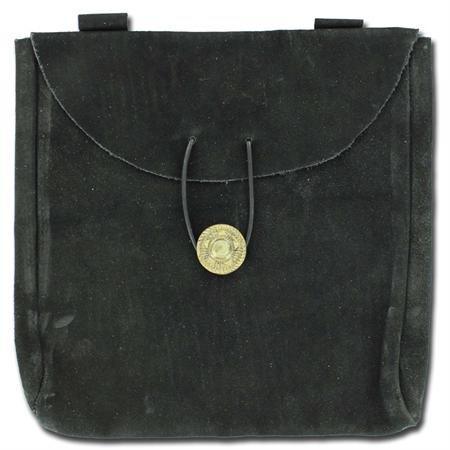 Medieval Renaissance Leather Black Suede Pouch Large-0