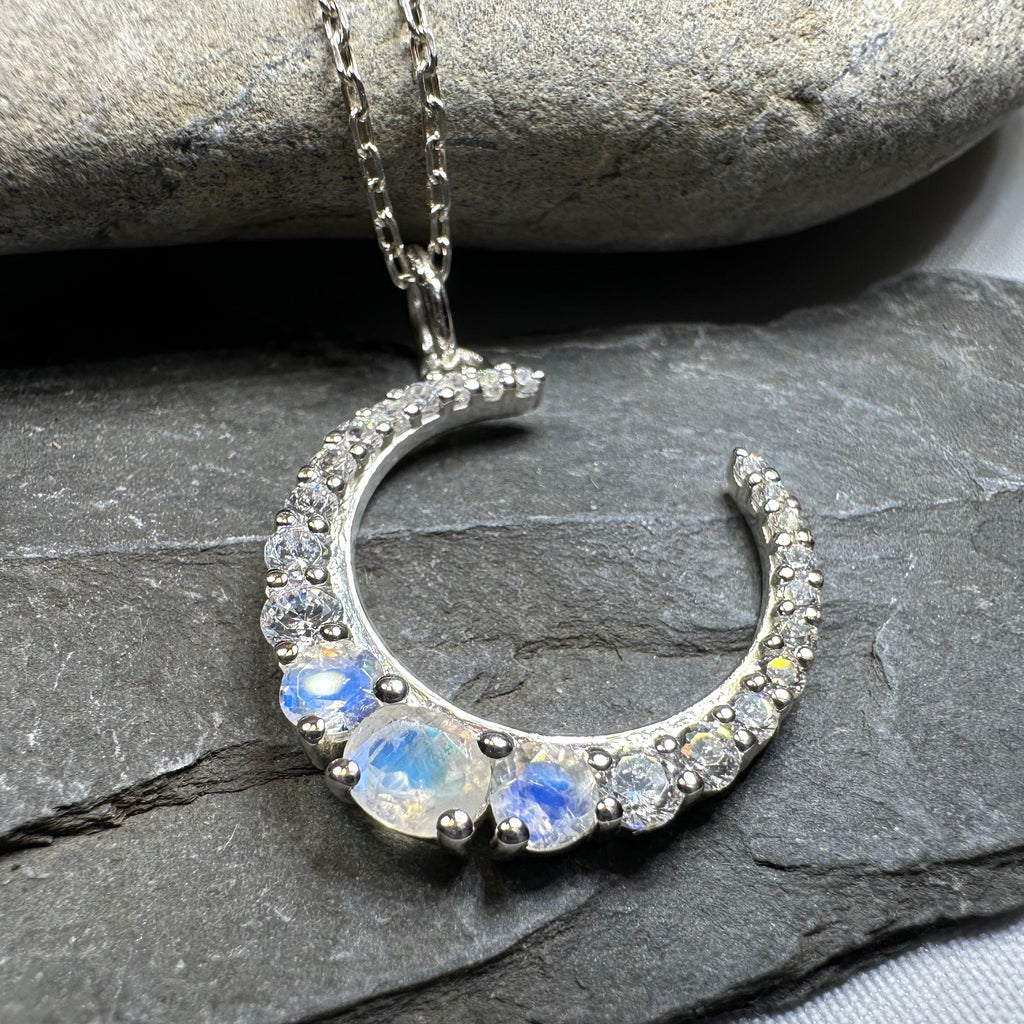 Moonstone Crescent Moon Necklace
