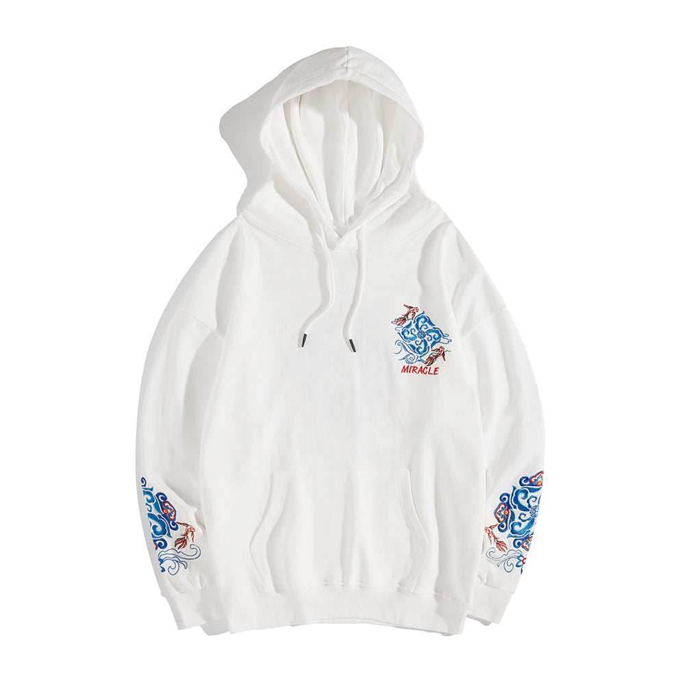 KH9201 Fish Art Embroidery Hoodie - Black / S