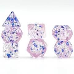 Purple Glitter Stars Dice Series 7-Dice Set - 