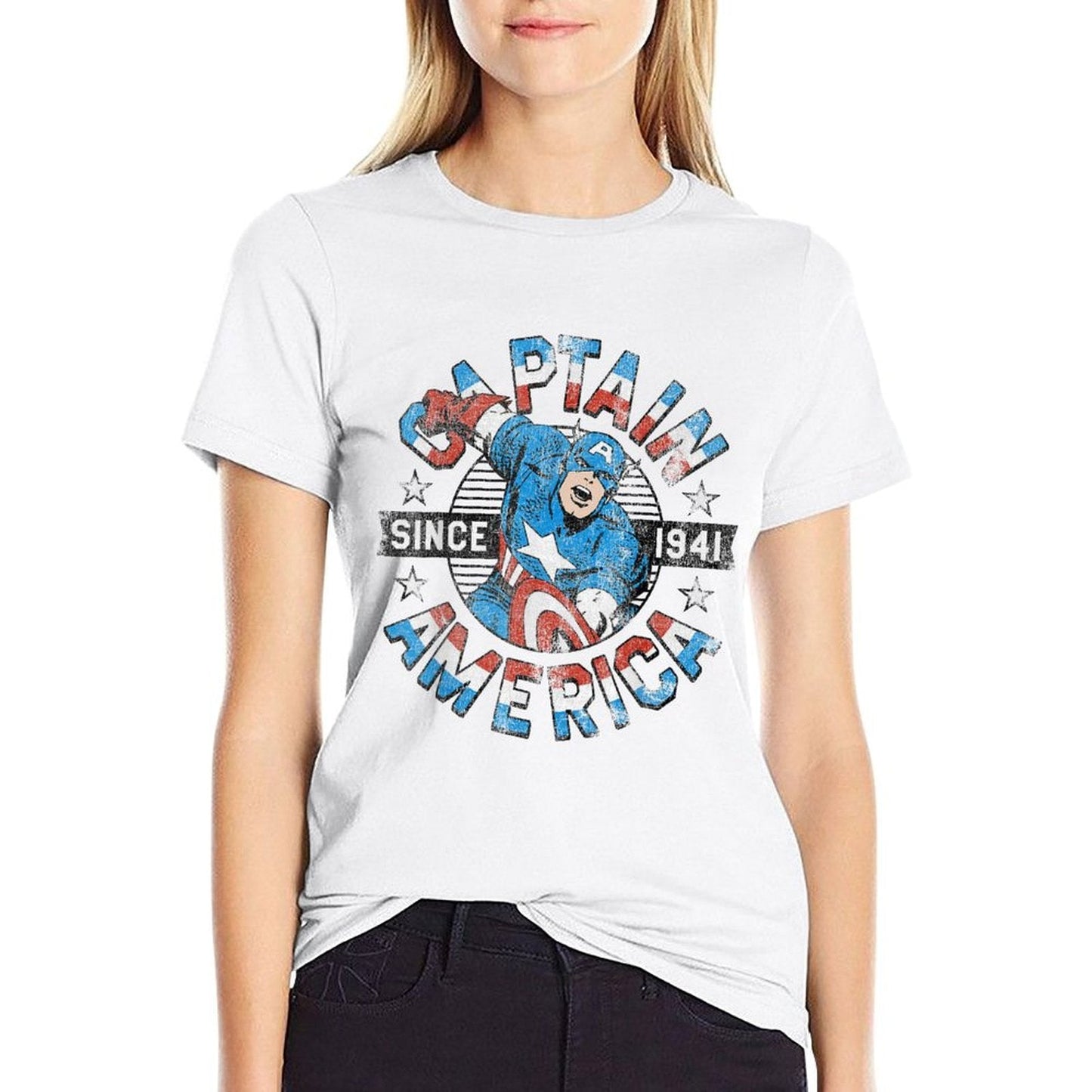 Marvel Avengers Vintage Captain America Comic Hero Since 41  Tagless Design T-Shirt