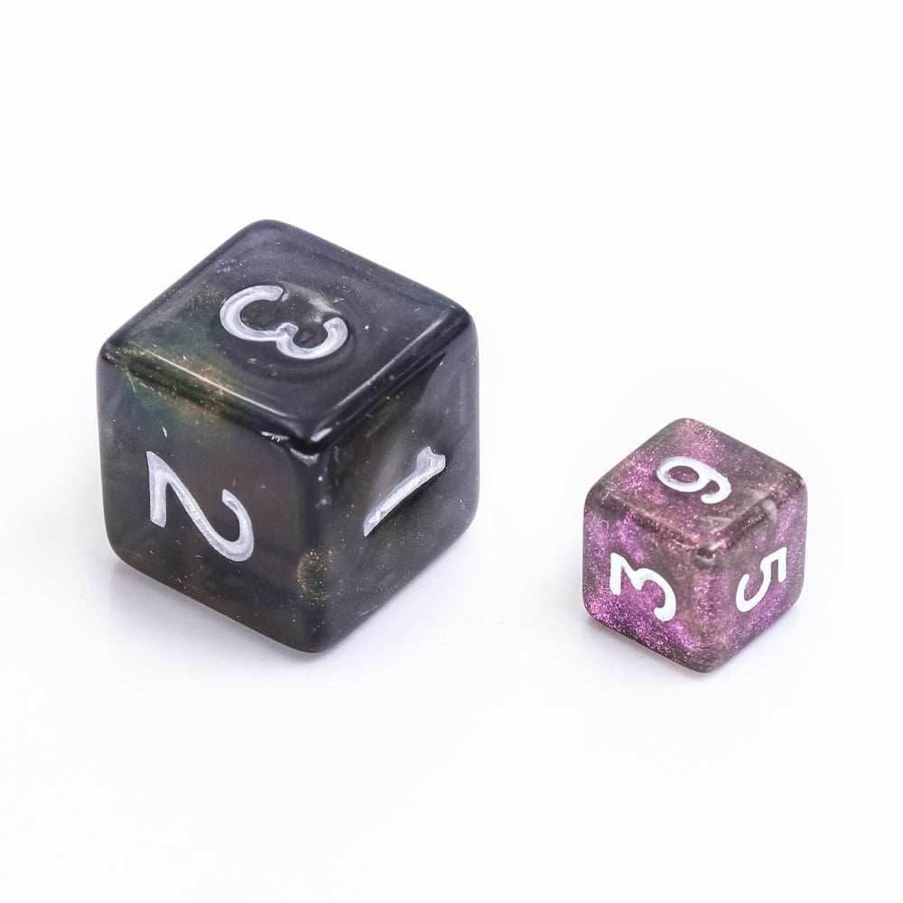 Purple Iridescent 7-Dice Mini-Dice RPG Set w/White Numbers Miniature Dice - 