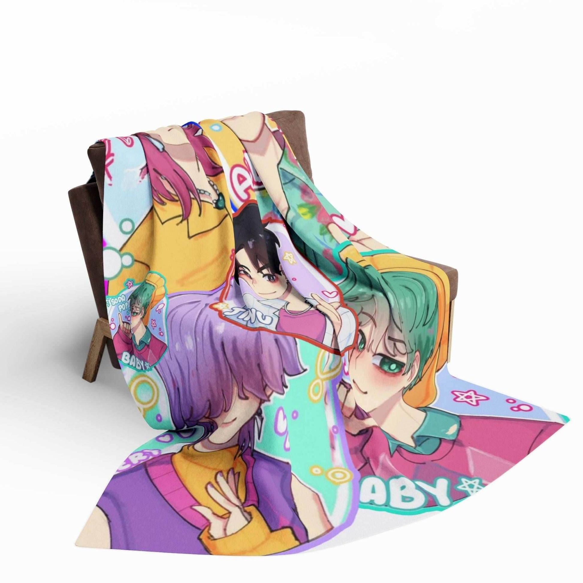 Anime-Inspired kpop boys Fleece Blanket, Cozy Throw Blanket, Personalized Gift, Home Decor, Unique Anime Blanket - 30'' × 40''