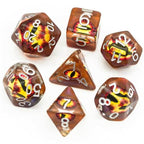 Brown Demon Eye Dragon Eye Dice 7-Dice Set Resin Dungeons and Dragons Dice - 
