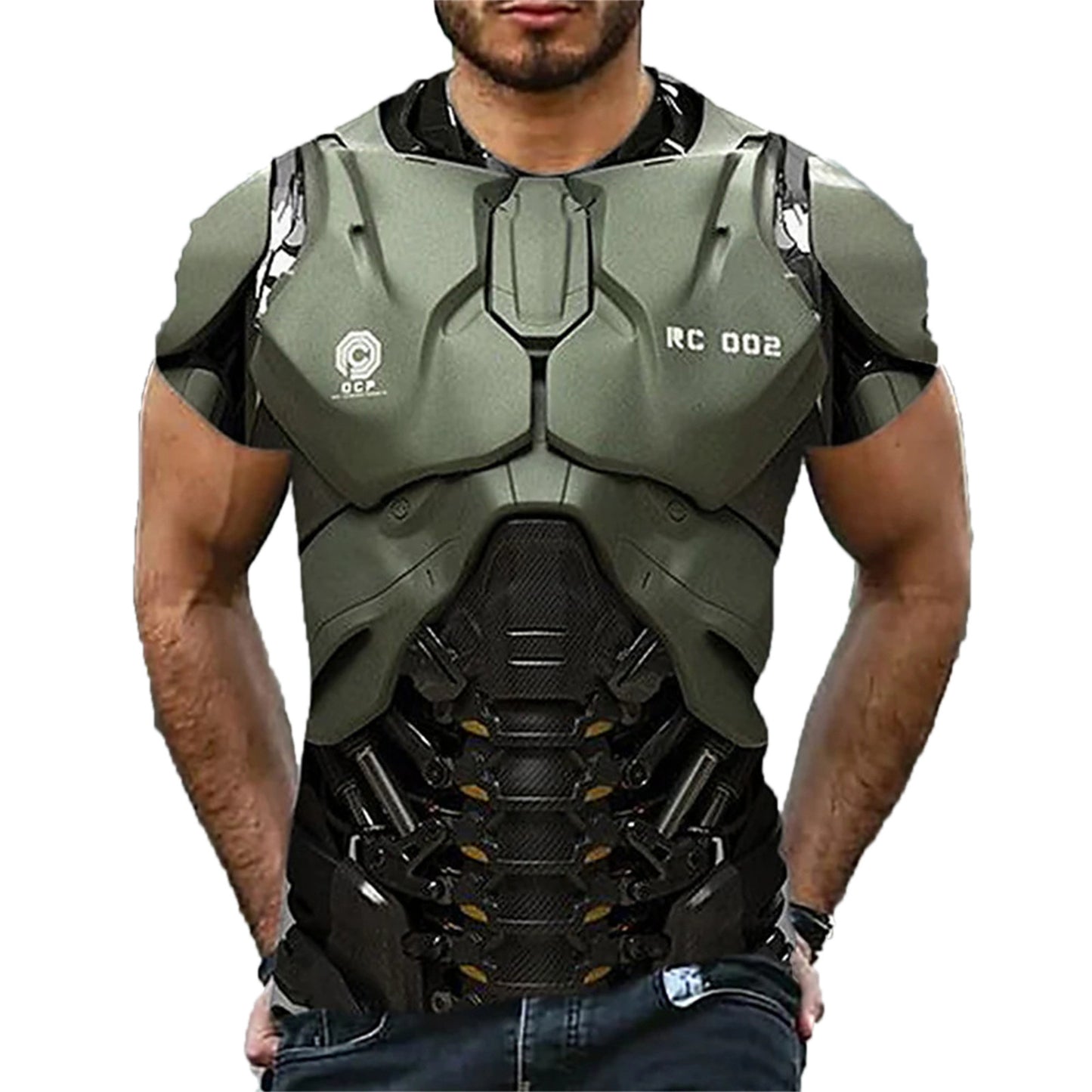 Future tech role-playing Armor Pattern 3d Digital Printing Short-sleeved T-shirt-DungeonDice1