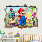 3D Wall Piercing Mario Full Staff Wall Stickers