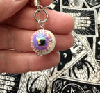 Purple Bloodshot Eyeball Zipper Pull Bag Charm Keychain