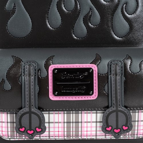 Sanrio Kuromi Flames and Plaid Mini-Backpack - Entertainment Earth Exclusive