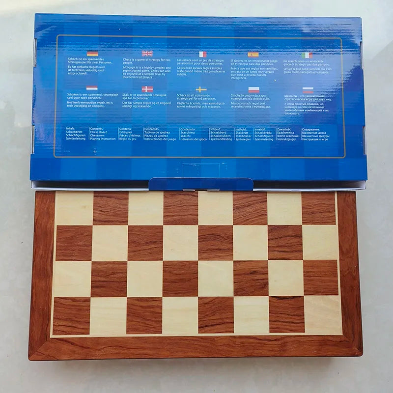 45CM Luxury Metal Chess Figures Wooden Chessboard Professional Folding Family Classic Board Games Chess Ornaments Collection