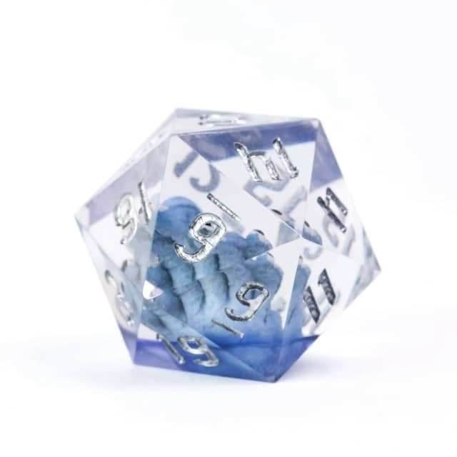 Purple Beholder 22mm D20 DND Roll a D20 Dice Handmade Sharp Resin - 